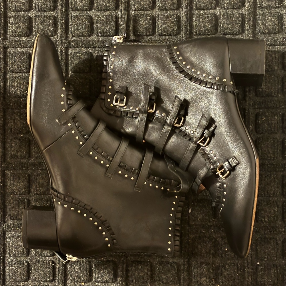 Tabitha Simmons Black Studded Ankle boots